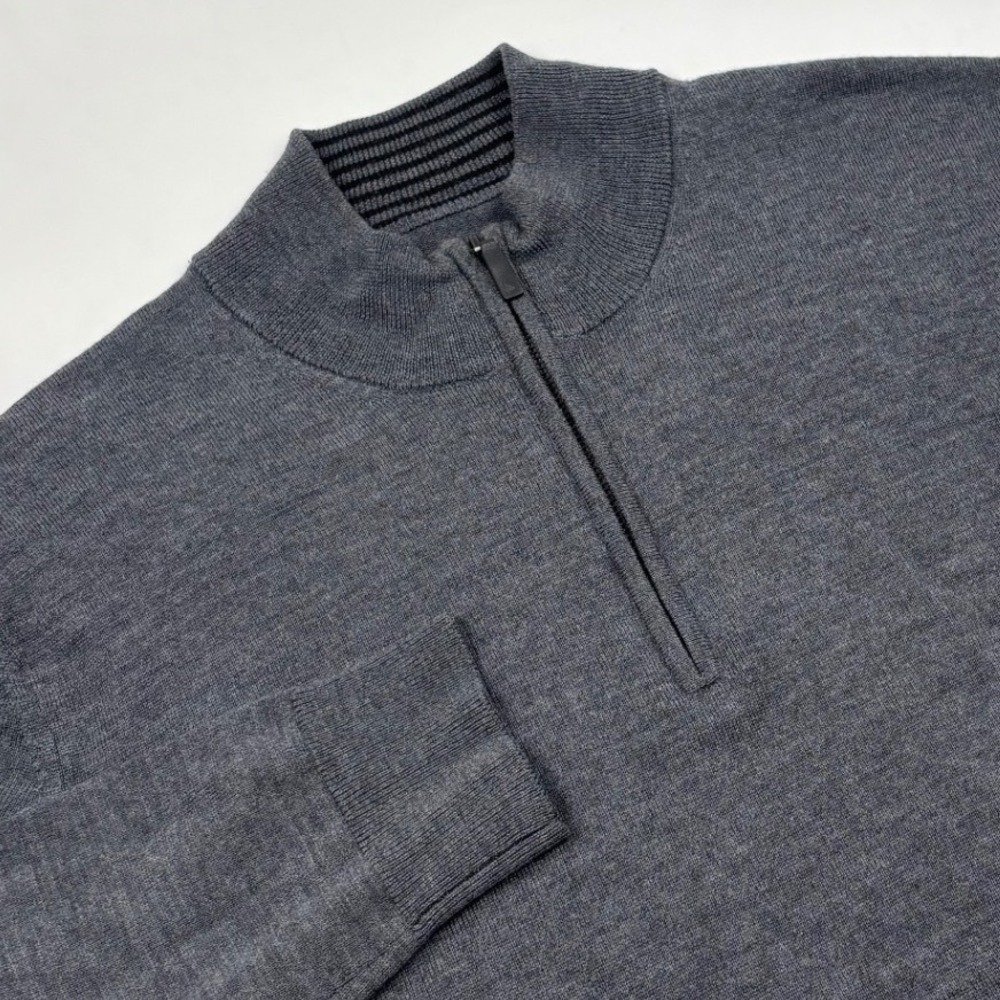 UNTUCKit Men's XL Extra Fine Merino Wool Gray Quarter Zip Sweater